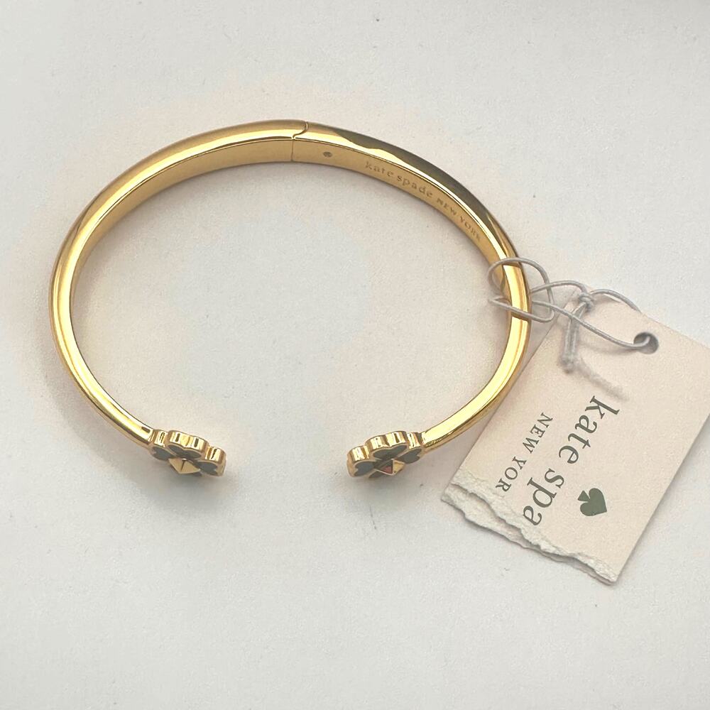 KATE SPADE Black Spades & Studs Cuff Bracelet Gold Plated Designer Bracelet - Picture 11 of 11
